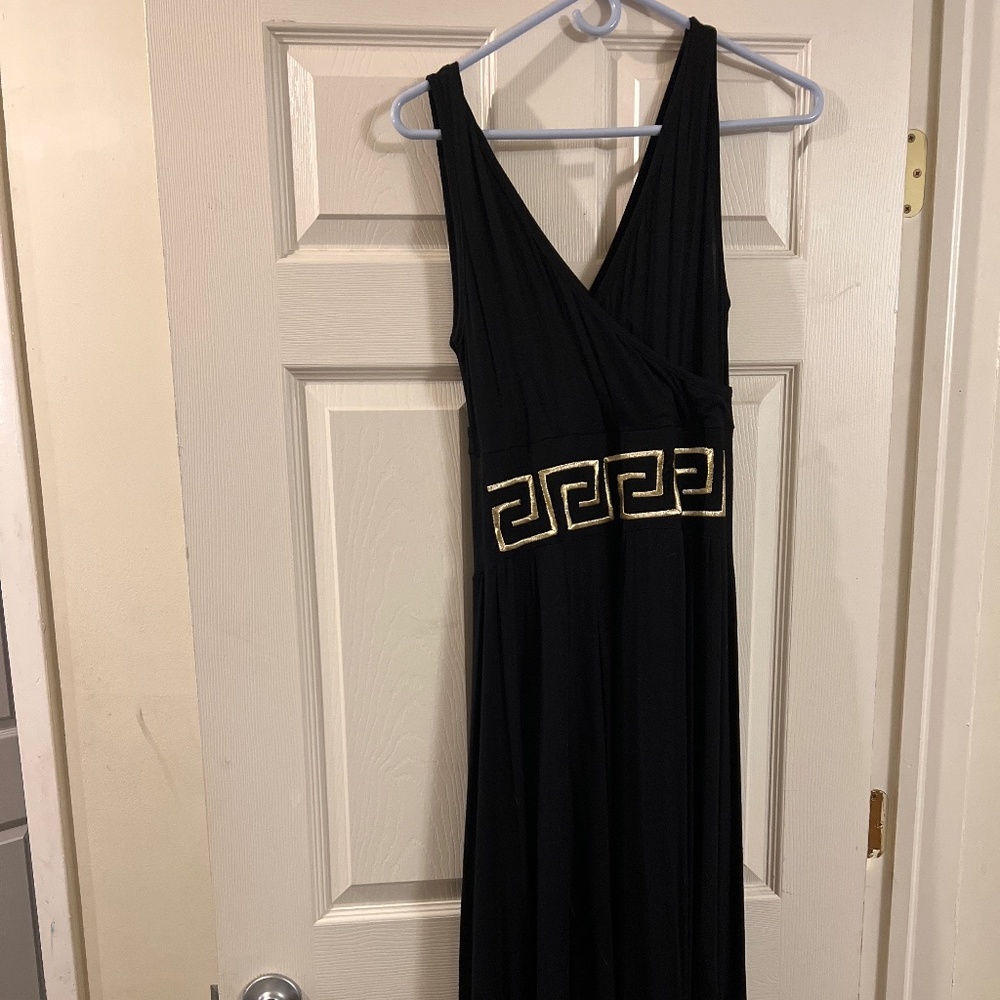 48” Dimitra Degleri Black Gold Cocktail Dress Anthropologie? Women’s  Flate